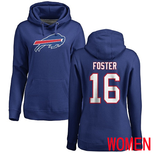 NFL Women Buffalo Bills #16 Robert Foster Royal Blue Name and Number Logo Pullover Hoodie Sweatshirt->nfl t-shirts->Sports Accessory